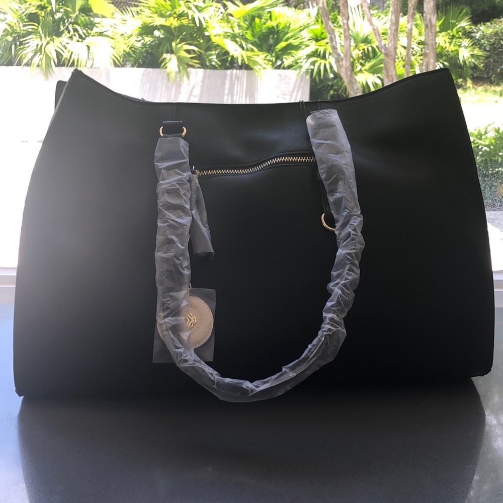 Kate Landry Black and Cream Handbag/Purse